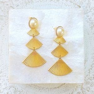 Art Deco Ohrringe/Statement Ohrringe/Große Ohrringe/Fan Ohrringe/Deco Statement Ohrringe/Kaskaden Ohrringe/Abstrakt Ohrringe/Perlen Ohrringe