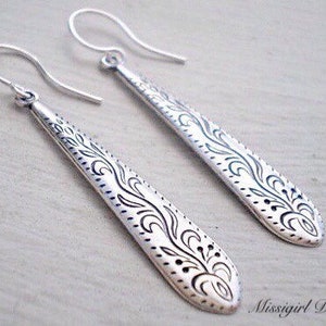 Dangle Drop Earrings/Best Seller/Boho Earrings/Etched Earrings/Christmas Gift/Dainty Earrings/Gift For Her/Silver Dangle Earrings image 2