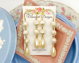 Pearl Chandelier Earrings/Pearl Earrings/Pearl Dangle Earrings/Baroque Pearl Earrings/Waterfall Earrings/Long Pearl Earrings/Teardrop Pearls