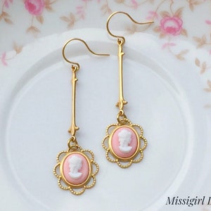Cameo Earrings/Pink Earrings/Pink Cameo Earrings/Small Cameo Earrings/Gifts For Her/Petite Cameo Earrings/Victorian Earrings/Petite Earrings