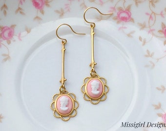 Cameo Earrings/Pink Earrings/Pink Cameo Earrings/Small Cameo Earrings/Gifts For Her/Petite Cameo Earrings/Victorian Earrings/Petite Earrings