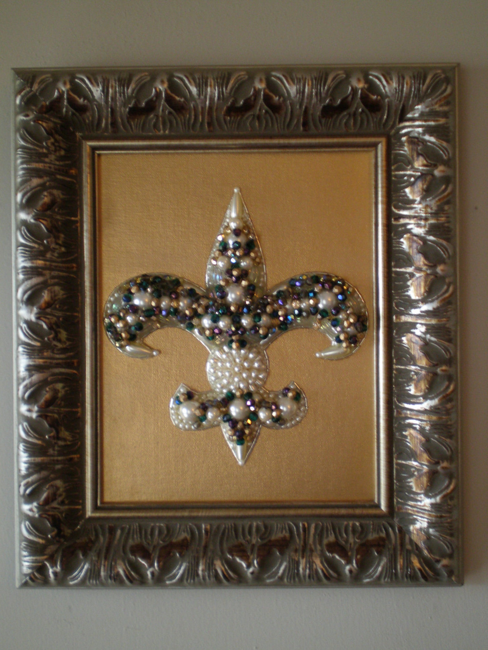 Beaded Fleur De Lis Art/Beaded Art/Fleur De Lis Decor/Mosaic Etsy