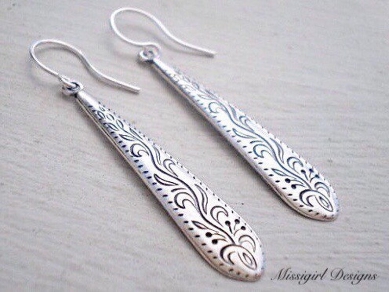 Dangle Drop Earrings/Best Seller/Boho Earrings/Etched Earrings/Christmas Gift/Dainty Earrings/Gift For Her/Silver Dangle Earrings image 6