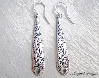 Dangle Drop Earrings/Best Seller/Boho Earrings/Etched Earrings/Christmas Gift/Dainty Earrings/Gift For Her/Silver Dangle Earrings