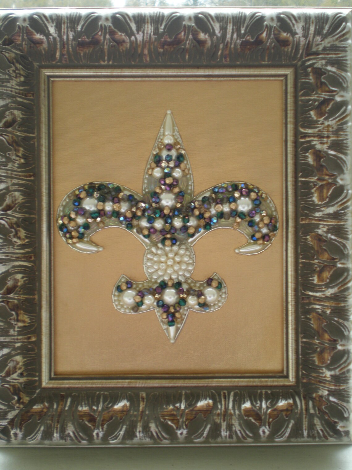 Beaded Fleur De Lis Art/Beaded Art/Fleur De Lis Decor/Mosaic Etsy