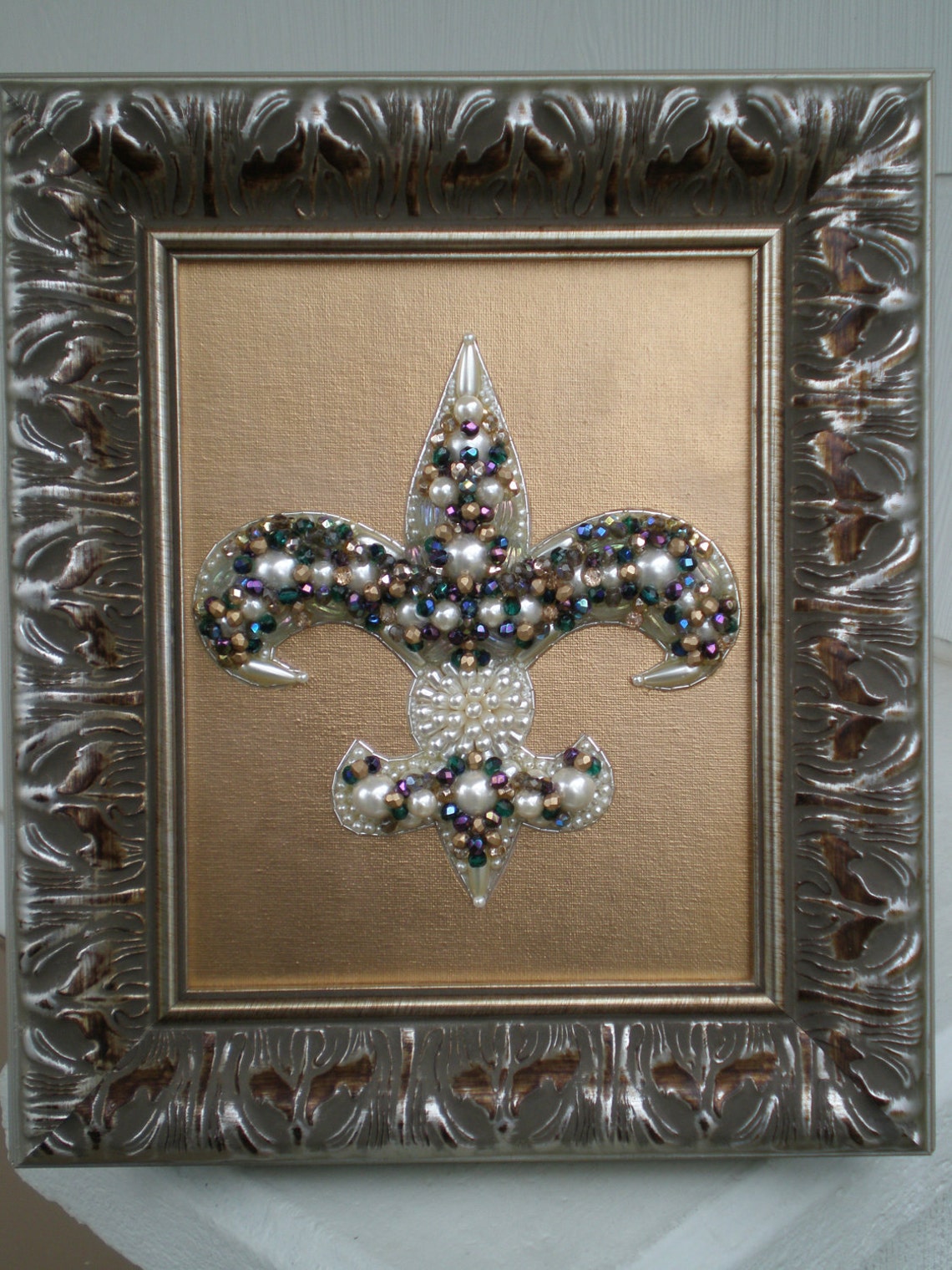 Beaded Fleur De Lis Art/Beaded Art/Fleur De Lis Decor/Mosaic Etsy