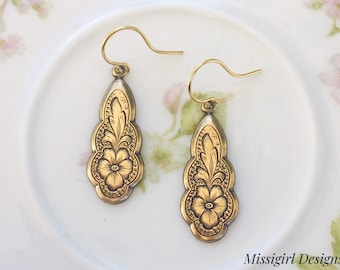 Christmas Gift/Gold Boho Earrings/Silver Boho Earrings/Etched Earrings/Bohemian Earrings/Dainty Earrings/Gifts For Her/Floral Earrings