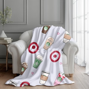 Starbucks Zieldecke, gemütliches Kaffee-Liebhaber-Geschenk, ästhetische Decke, niedliches Girly Wohndekor, weiche Fleece-Decke