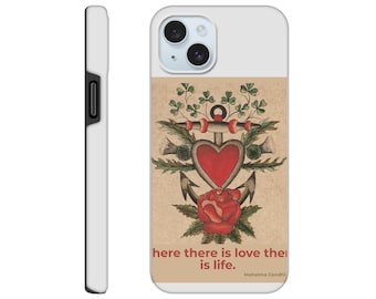 Art Nouveau Anchor Heart Rose iPhone Case | Vintage Design