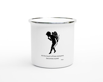 A Touch of Love Plato Quote  White 12oz Enamel Mug