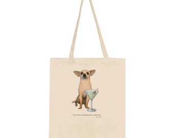 Tiny Dog Big Martini  Literary Cocktail  Art | Whimsical Bar Decor Gift | Eco-Conscious Tote Bag