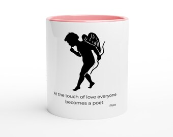 A Touch of Love Plato Quote  White 11oz Ceramic Mug with Color Inside