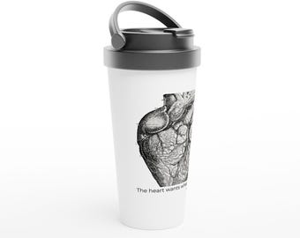 White 15oz Stainless Steel Travel Mug