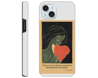 Jane Austen 'Tenderness of Heart' iPhone Case | Literary Charm Phone Cover | Minimalist Design