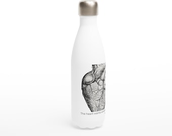 Emily Dickinson "The Heart Wants" |White 17oz Stainless Steel Water Bottle