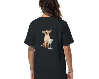 Dog Martini Art T-shirt | Organic Unisex Crewneck
