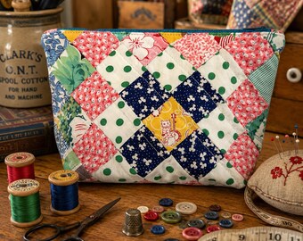 Pochette con cerniera, pochette trapuntate vintage, regalo fatto a mano