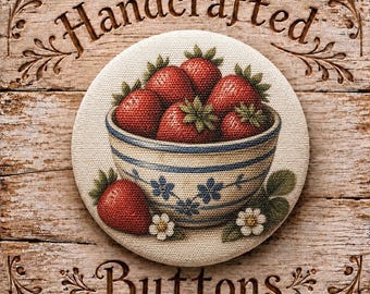 Button Large, Fabric Cotton, The Keeping Kitchen, Handcrafted by Sew Kindred Threads