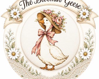 Button Large, Fabric Goose Handcrafted, Geese in Bloom by Sew Kindred Threads