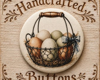 Button Large, Fabric Cotton, The Keeping Kitchen, Handcrafted by Sew Kindred Threads