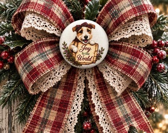 Christmas Ornament, Wire Fox Terrier Button Large, Handcrafted by Sew Kindred Threads