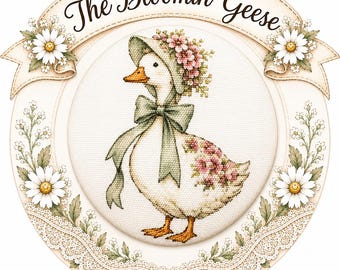 Button Large, Fabric Goose Handcrafted, Geese in Bloom by Sew Kindred Threads