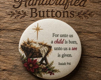 Christmas Ornament Buttons Large, Fabric Covered Cotton, Handcrafted by Sew Kindred Threads