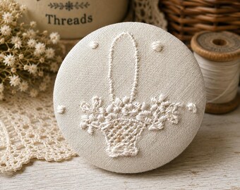 ヴィンテージ刺繍生地用ボタン ハンドメイド シャンクボタン 大型 1 1/2インチ シングルボタン