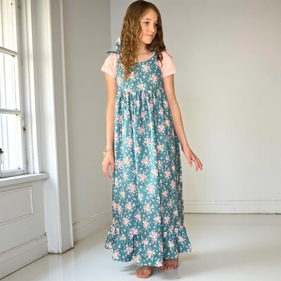 Girls Dress Long Cotton Floral Handmade Size 12 - Etsy New Zealand