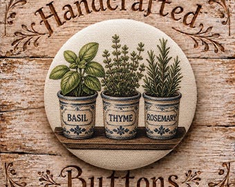 Button Large, Fabric Cotton, The Keeping Kitchen, Handcrafted by Sew Kindred Threads