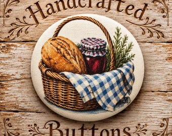 Button Large, Fabric Cotton, The Keeping Kitchen, Handcrafted by Sew Kindred Threads