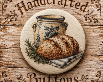 Button Large, Fabric Cotton, The Keeping Kitchen, Handcrafted by Sew Kindred Threads