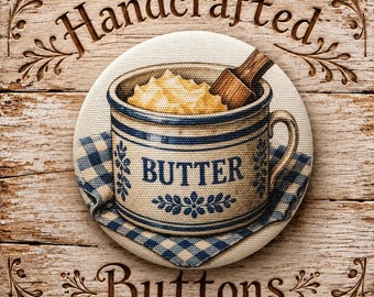 Button Large, Fabric Cotton, The Keeping Kitchen, Handcrafted by Sew Kindred Threads