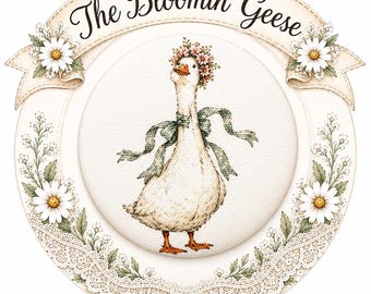 Button Large, Fabric Handmade, Geese in Bloom by Sew Kindred Threads