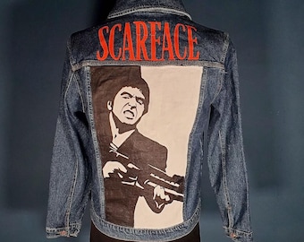 Chaqueta vaquera pintada a mano Scarface Tony Montana