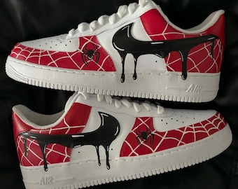Zapatillas Air Force 1 personalizadas Spider Drip, regalo, hombre, mujer, araña, goteo, zapatillas personalizadas, niños, zapatos, pintadas a mano