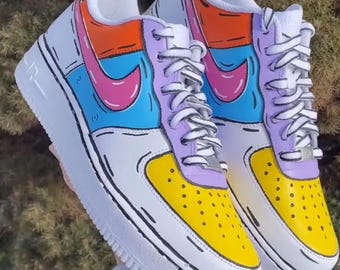 Zapatillas Air Force 1 con dibujos animados pintados a mano