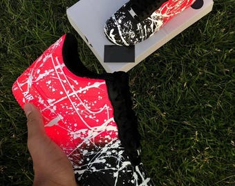 Zapatillas Air Force 1 personalizadas, pintadas a mano, con salpicaduras en rosa y negro. Para hombre, mujer y niño. Regalo.