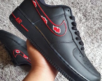 Zapatillas Air Force 1 personalizadas con diseño de nubes de anime, regalo, hombre, mujer, anime, nubes, Air Force 1 negras, zapatillas personalizadas, niños, zapatos, pintadas a mano