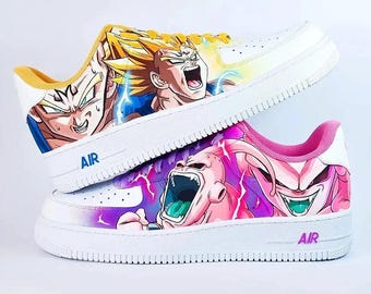 Zapatillas Air Force 1 personalizadas de Majin Veget vs. KidBuu, regalo, hombre, mujer, af1, buu, majin, zapatillas personalizadas, anime, niños, zapatos, pintados a mano