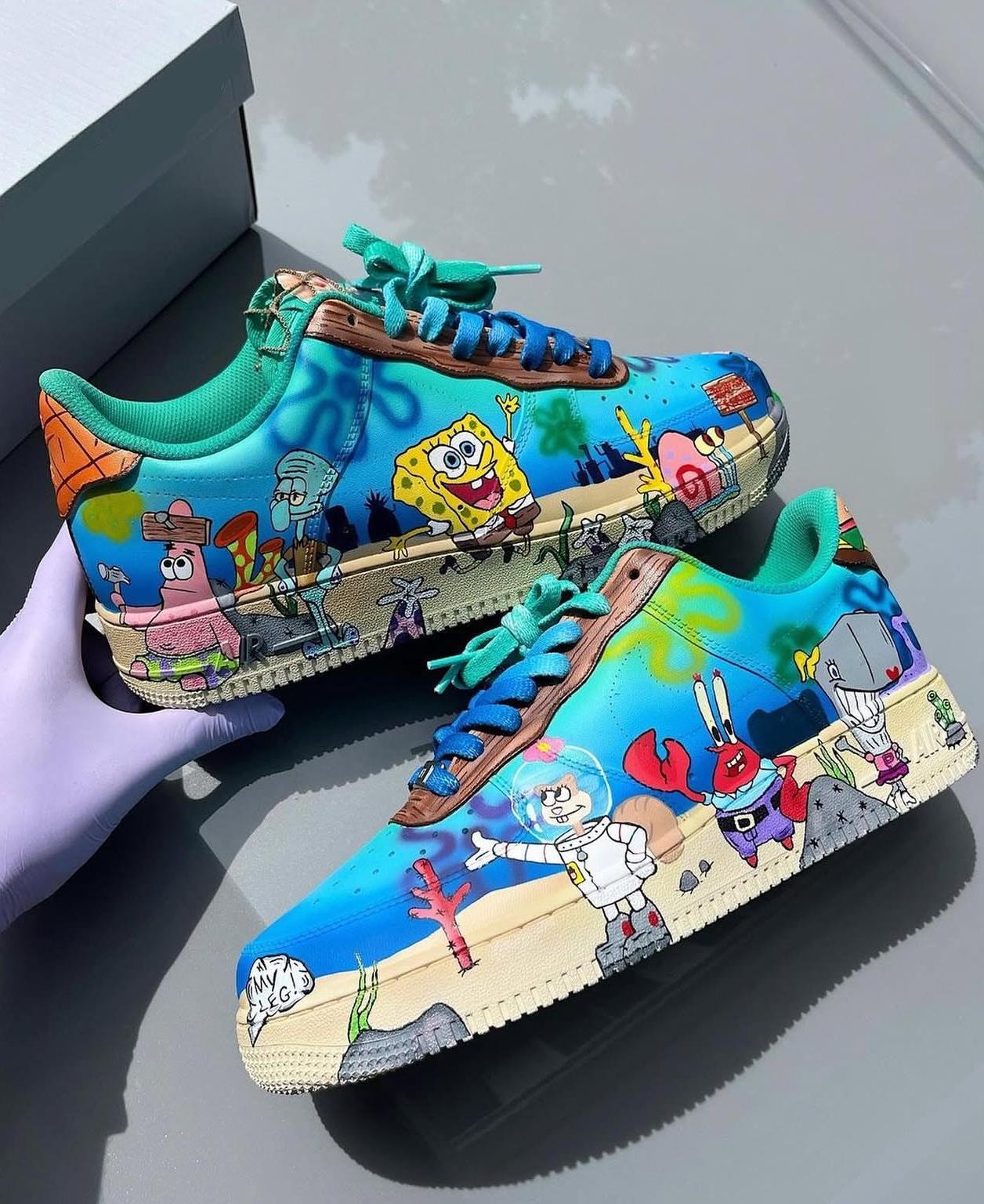 spongebob black air forces