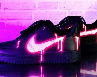 Zapatillas Air Force 1 Pink Drip personalizadas, regalo, hombre, mujer, rosa, goteo, Air Force 1 rosa, zapatillas personalizadas, niños, zapatos, pintadas a mano