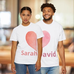 Personalized Couple T-Shirt  Right Side Heart Design (Sarah Design)  Matching Couple Shirt