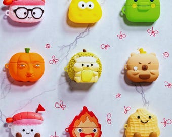 Custodia per auricolari con simpatico cartone animato 3D, custodia protettiva in morbido silicone per auricolari wireless, design con personaggio kawaii