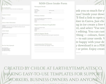 NDIS Client Intake Form Template | Canva Editable Forms