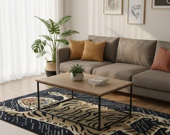 Hand-Tufted Wool Tiger Rug – Tibetan Style Art Decor