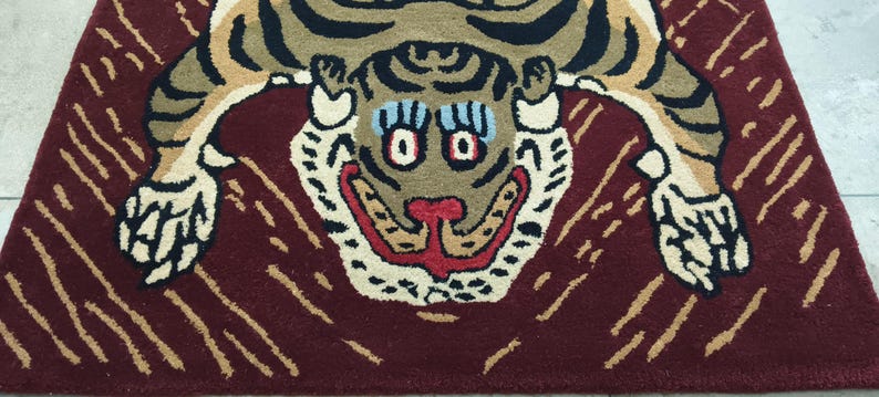 Hand-Tufted Wool Tiger Rug | artistic rug | living room rug | bedroom rug | kids room rug | nursery rug | playroom rug | floor decor. image 17