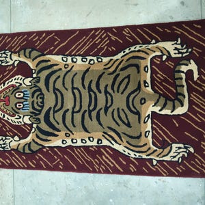 Hand-Tufted Wool Tiger Rug | artistic rug | living room rug | bedroom rug | kids room rug | nursery rug | playroom rug | floor decor. image 8