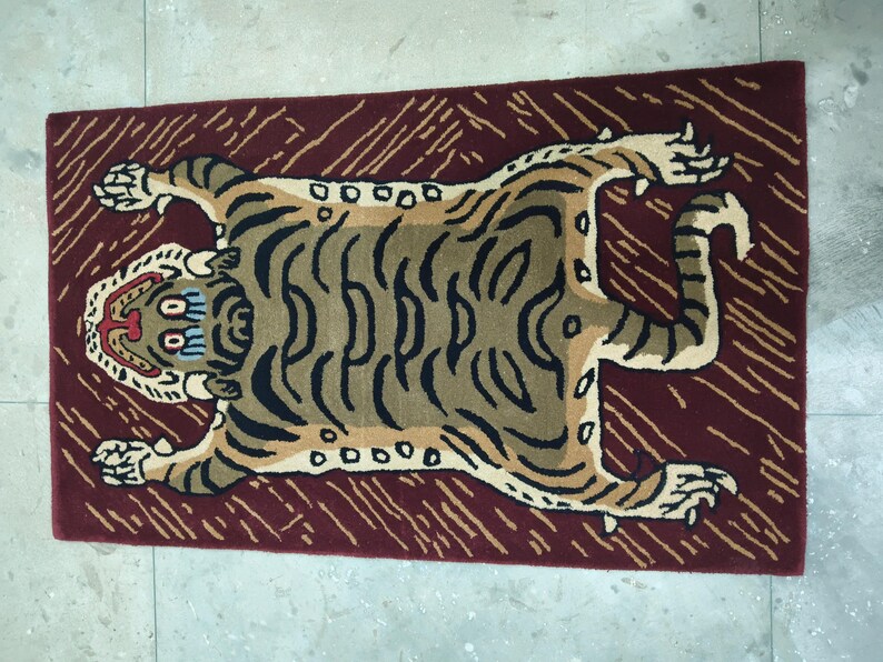 Hand-Tufted Wool Tiger Rug | artistic rug | living room rug | bedroom rug | kids room rug | nursery rug | playroom rug | floor decor. image 8