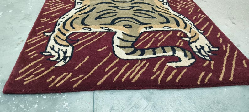 Hand-Tufted Wool Tiger Rug | artistic rug | living room rug | bedroom rug | kids room rug | nursery rug | playroom rug | floor decor. image 18